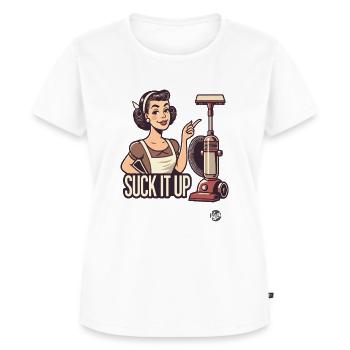 Femme au foyer rétro. Aspirateur vintage, aspirez-le - T-shirt Premium bio Femme - blanc - Devant - AI Model Female 172 dark (172cm)