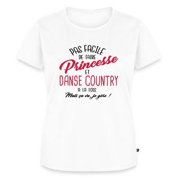 Princesse et danse country - T-shirt Premium bio Femme - blanc - Devant - AI Model Female 172 dark (172cm)
