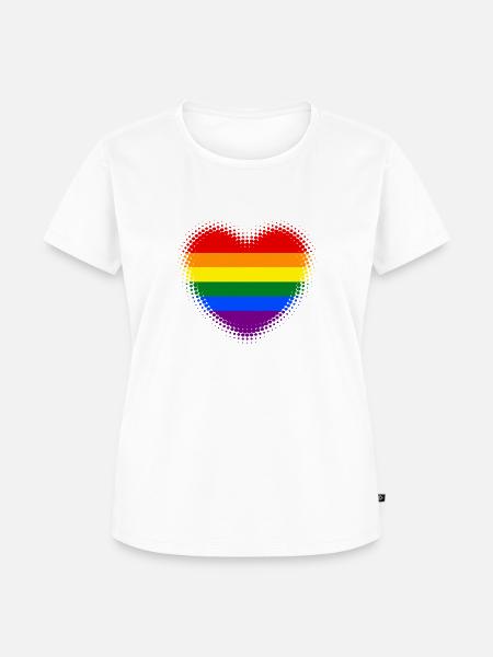 Regenbogen Herz dynamisch - Frauen Premium Bio T-Shirt - Weiß