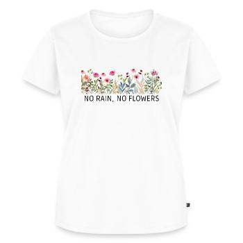 NO RAIN, NO FLOWERS - Frauen Premium Bio T-Shirt - Weiß - Vorne - AI Model Female 172 dark (172cm)