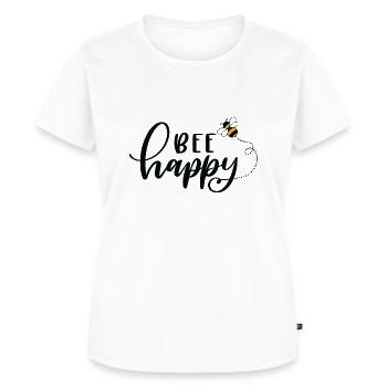 Bee Happy - Lustige Biene - Frauen Premium Bio T-Shirt - Weiß - Vorne - AI Model Female 172 dark (172cm)
