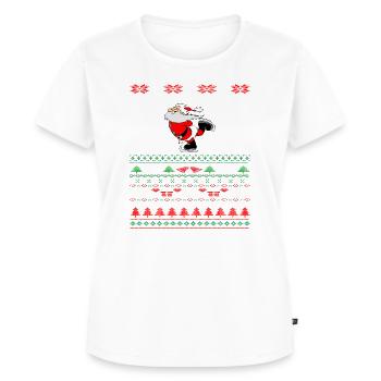 Hässlicher Weihnachtspullover Santa Skating Geschenkidee - Frauen Premium Bio T-Shirt - Weiß - Vorne - AI Model Female 172 dark (172cm)