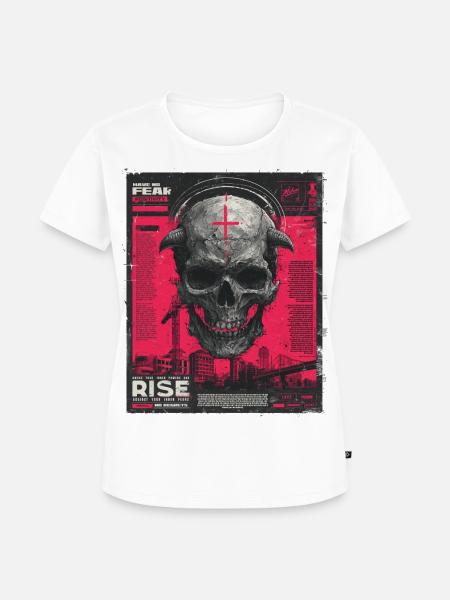 Schädel mit Kreuz im Urban-Poster - Frauen Premium Bio T-Shirt - Weiß