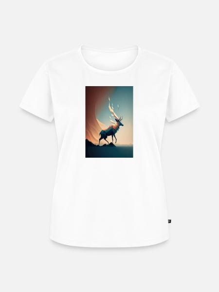 Hirsch mit flammendem Geweih - Frauen Premium Bio T-Shirt - Weiß
