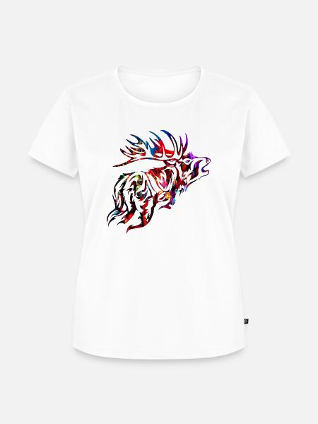 röhrender bunter Hirsch Rotwild - Frauen Premium Bio T-Shirt - Weiß
