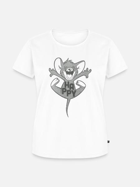 Tom Und Jerry Happy Jerry - Frauen Premium Bio T-Shirt - Weiß