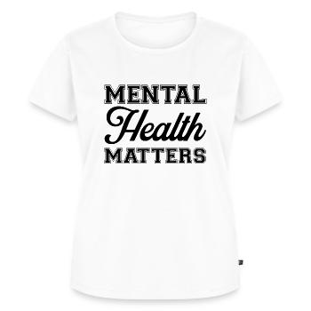 Questions de santé mentale - T-shirt Premium bio Femme - blanc - Devant - AI Model Female 172 dark (172cm)