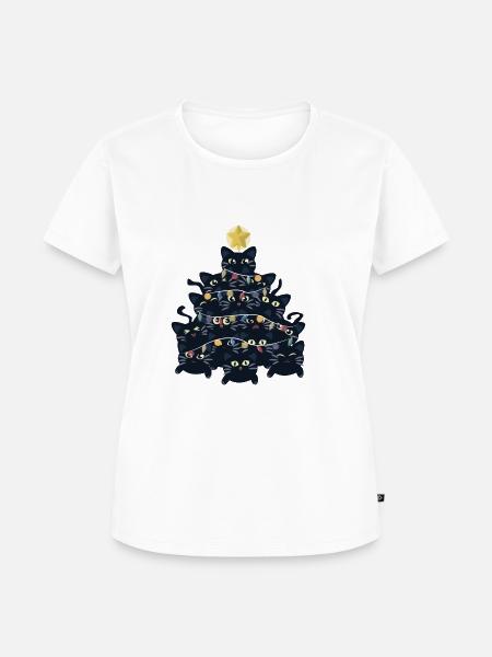 Weihnachtsbaum aus schwarzen Katzen - Frauen Premium Bio T-Shirt - Weiß