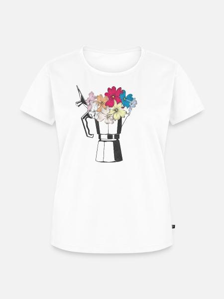 Mokka Blumen - Frauen Premium Bio T-Shirt - Weiß