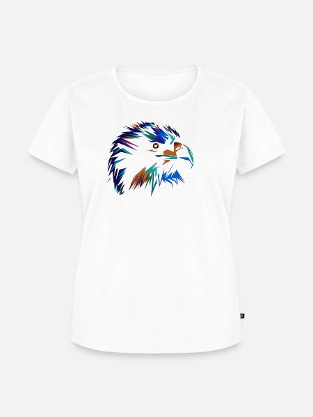 Falke in dunkel Bunt - Frauen Premium Bio T-Shirt - Weiß