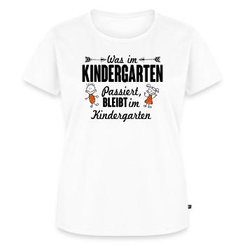 Was im Kindergarten passiert bleibt dort - Frauen Premium Bio T-Shirt - Weiß - Vorne - AI Model Female 172 dark (172cm)
