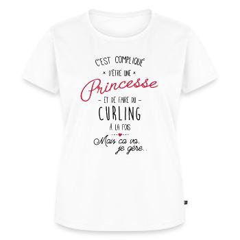 princesse et Curling - T-shirt Premium bio Femme - blanc - Devant - AI Model Female 172 dark (172cm)