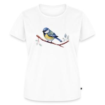Meise Singvogel, Blaumeise - Frauen Premium Bio T-Shirt - Weiß - Vorne - AI Model Female 172 dark (172cm)