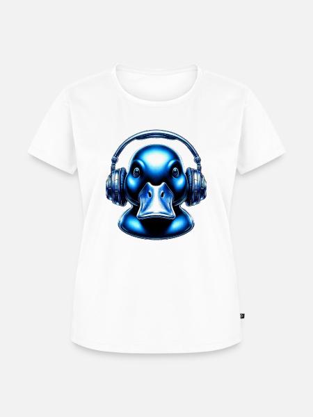 Headphone Duck - Frauen Premium Bio T-Shirt - Weiß