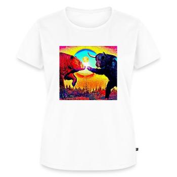 Taureau contre ours - T-shirt Premium bio Femme - blanc - Devant - AI Model Female 172 dark (172cm)