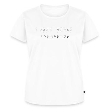 Bitte nicht berühren (Braille) - Frauen Premium Bio T-Shirt - Weiß - Vorne - AI Model Female 172 dark (172cm)