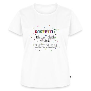 Konfetti? Ich werf gleich mit dem Locher! - Frauen Premium Bio T-Shirt - Weiß - Vorne - AI Model Female 172 dark (172cm)