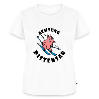 pistensau_02_e_3c - Frauen Premium Bio T-Shirt - Weiß - Vorne - AI Model Female 172 dark (172cm)