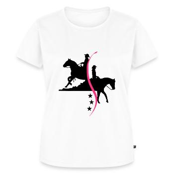 Silhouette Westernreiterin und Reiner Westernreite - Frauen Premium Bio T-Shirt - Weiß - Vorne - AI Model Female 172 dark (172cm)