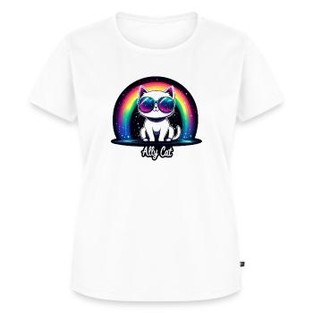 Ally Cat Pride - Frauen Premium Bio T-Shirt - Weiß - Vorne - AI Model Female 172 dark (172cm)