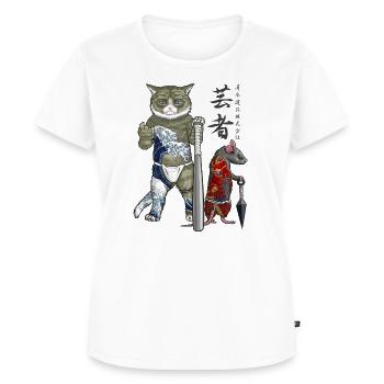 Maus und Yakuza Katze - Frauen Premium Bio T-Shirt - Weiß - Vorne - AI Model Female 172 dark (172cm)