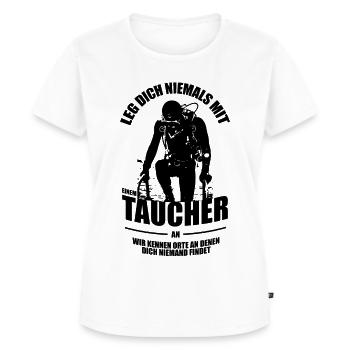Leg Dich niemals mit einem Taucher an - Frauen Premium Bio T-Shirt - Weiß - Vorne - AI Model Female 172 dark (172cm)
