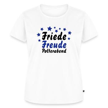 Friede, Freude, Polterabend - Frauen Premium Bio T-Shirt - Weiß - Vorne - AI Model Female 172 dark (172cm)