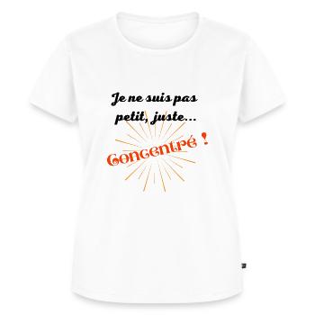 Pour vous qui voulez être remarqués ! - T-shirt Premium bio Femme - blanc - Devant - AI Model Female 172 dark (172cm)