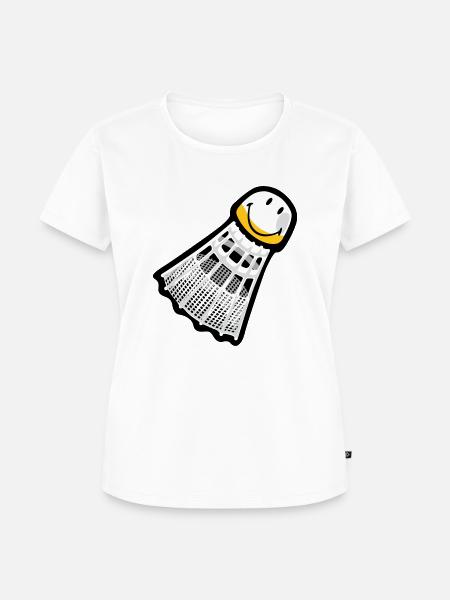 Smiley Badminton - Frauen Premium Bio T-Shirt - Weiß