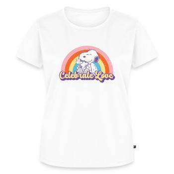Peanuts Celebrate Love Design Mit Snoopy - Frauen Premium Bio T-Shirt - Weiß - Vorne - AI Model Female 172 dark (172cm)
