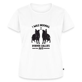 Ich war normal 2 Border Collies vor - Hund - Frauen Premium Bio T-Shirt - Weiß - Vorne - AI Model Female 172 dark (172cm)