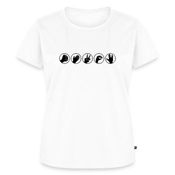 Pierre Papier Ciseaux Lézard Spock Nerdy Design TBBT - T-shirt Premium bio Femme - blanc - Devant - AI Model Female 172 dark (172cm)