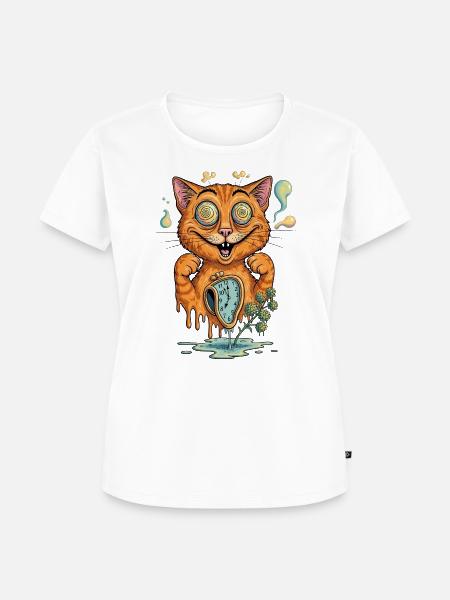 Surrealer Katzentraum - Frauen Premium Bio T-Shirt - Weiß