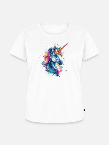 Buntes Einhorn - Frauen Premium Bio T-Shirt - Weiß