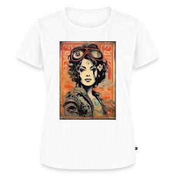 SteamPunkLady Judy - Frauen Premium Bio T-Shirt - Weiß - Vorne - AI Model Female 172 dark (172cm)