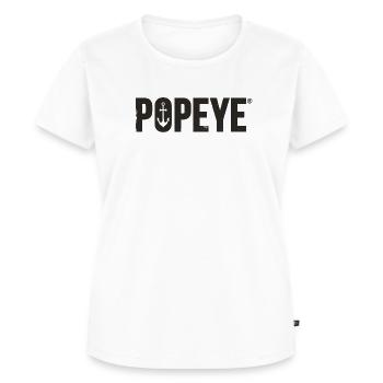 Popeye Schwarzes Logo - Frauen Premium Bio T-Shirt - Weiß - Vorne - AI Model Female 172 dark (172cm)