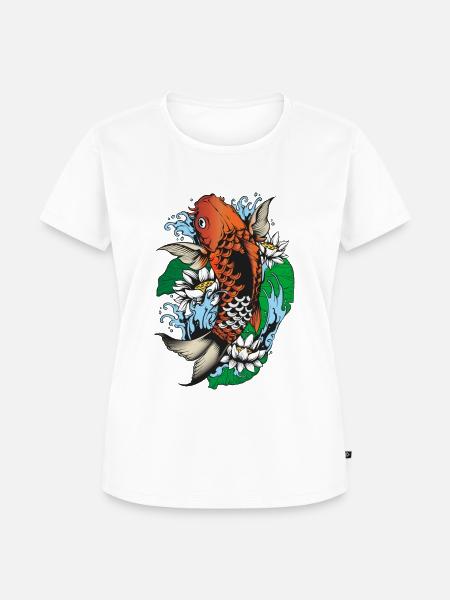 Koi mit Seerosen - Frauen Premium Bio T-Shirt - Weiß