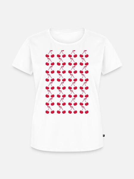 Little Cherries Stencil Pattern - Frauen Premium Bio T-Shirt - Weiß
