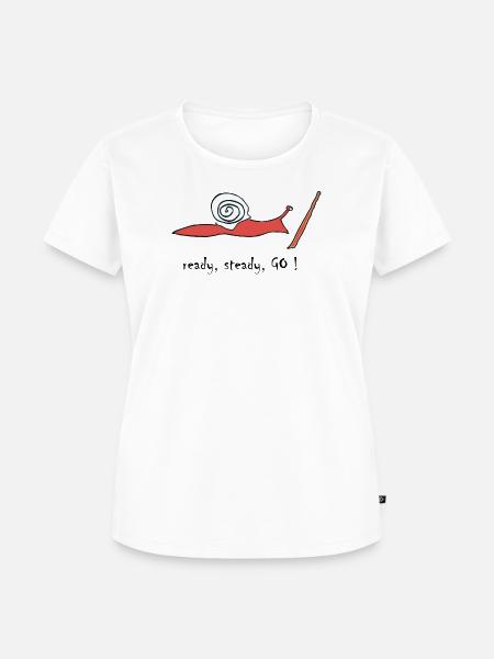 running snail -- ready, steady, GO ! - Frauen Premium Bio T-Shirt - Weiß