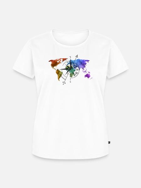 Weltenbummler Kompass - Frauen Premium Bio T-Shirt - Weiß