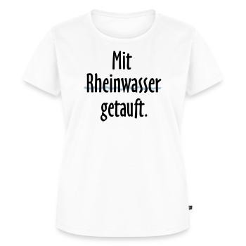 Mit Rheinwasser getauft - Am Rhein geboren - Frauen Premium Bio T-Shirt - Weiß - Vorne - AI Model Female 172 dark (172cm)