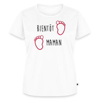 Bientôt Maman / Bébé / Naissance / Enceinte / Baby - T-shirt Premium bio Femme - blanc - Devant - AI Model Female 172 dark (172cm)
