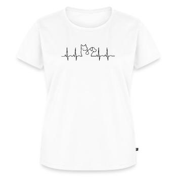 Herzschlag Katze Lineart - Frauen Premium Bio T-Shirt - Weiß - Vorne - AI Model Female 172 dark (172cm)