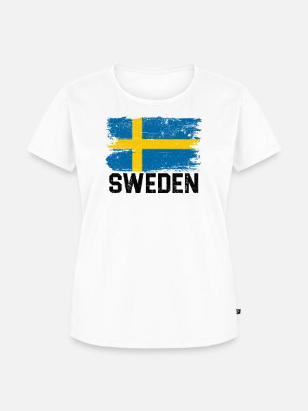 Schwedische Pinselflagge - Frauen Premium Bio T-Shirt - Weiß
