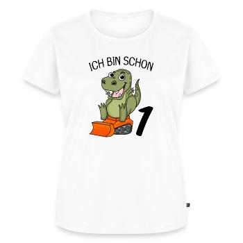 1. Geburtstag Dinosaurier Baustelle Fahrzeug - Frauen Premium Bio T-Shirt - Weiß - Vorne - AI Model Female 172 dark (172cm)