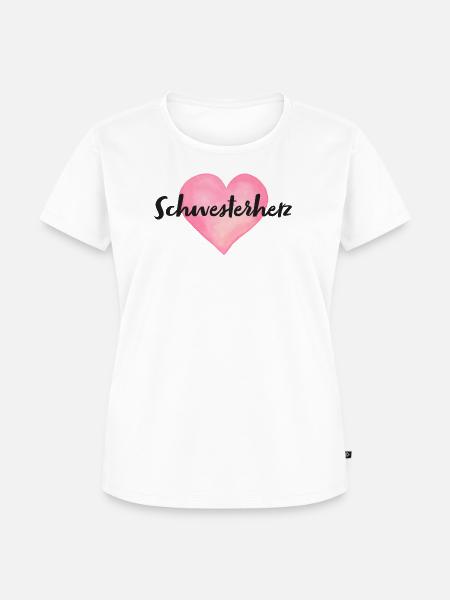 Schwesterherz Schwester Herz - Frauen Premium Bio T-Shirt - Weiß