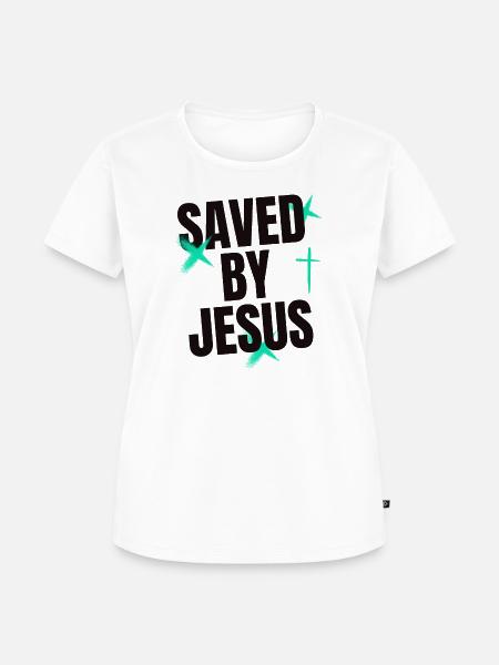 Saved by Jesus - Frauen Premium Bio T-Shirt - Weiß