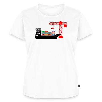 Seecontainerboot mit Kran Entladung 2 - Frauen Premium Bio T-Shirt - Weiß - Vorne - AI Model Female 172 dark (172cm)