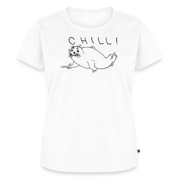 Robbe Line Art – minimalistisches Meerestier - Frauen Premium Bio T-Shirt - Weiß - Vorne - AI Model Female 172 dark (172cm)