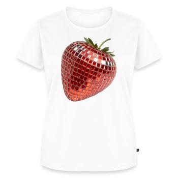 Disco Party Früchte, Erdbeere - Frauen Premium Bio T-Shirt - Weiß - Vorne - AI Model Female 172 dark (172cm)